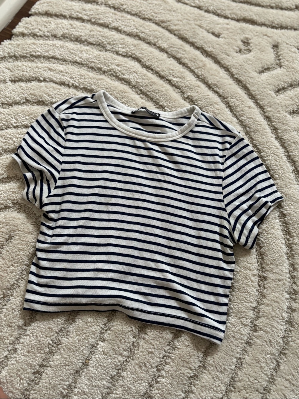 Navy and white striped Zara crop top